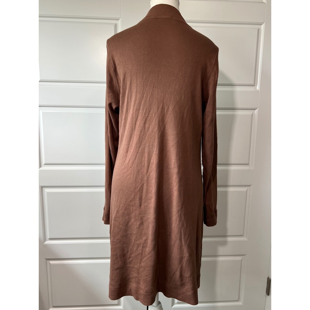 Barbara Lesser‎ Snap Front Duster Cardigan Pockets Knit Brown Small - Picture 3 of 8